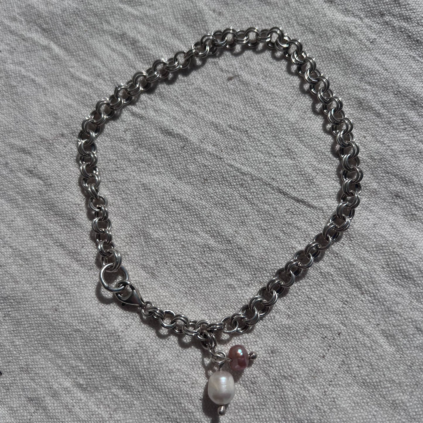 Anklet | Ankle Adornment | Handmade Double Chain with pearl