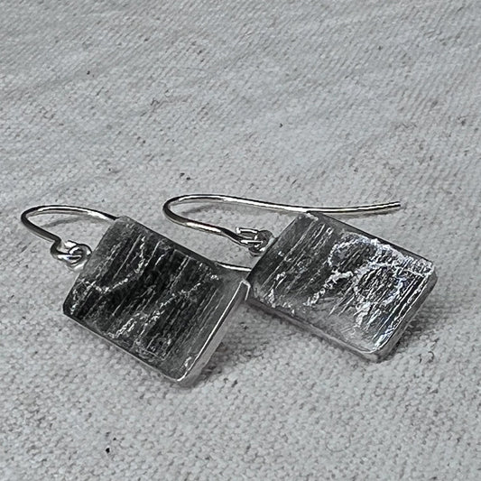 Earings I Ear adornment I silver Lace pattern rectangles
