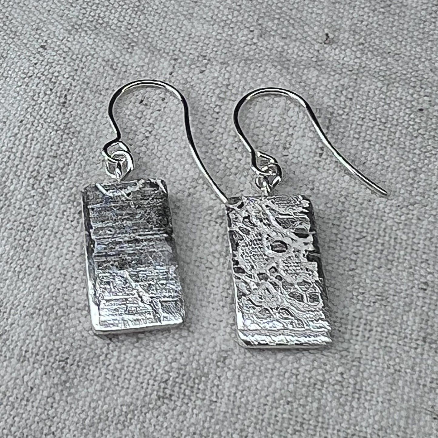Earings I Ear adornment I silver Lace pattern rectangles