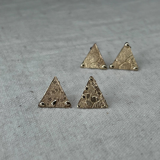 Silver lace pattern triangle earrings Copy