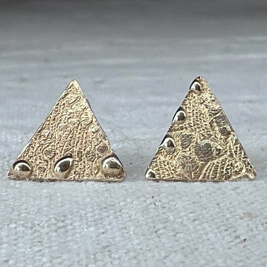 Silver lace pattern triangle earrings Copy