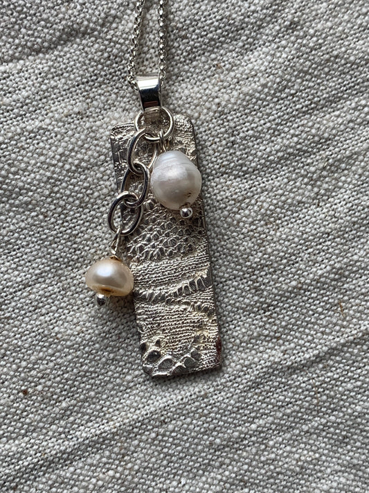 Talisman silver dog tag Lace pattern necklaces
