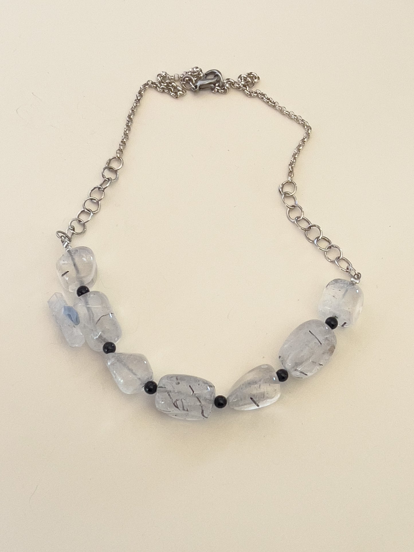 Necklace I Neck Adornment I Clear quartz with Tourmaline feature.