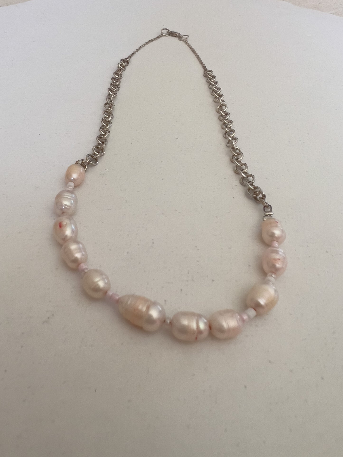 Necklace | Neck Adornment | Sterling silver Chain with Pearl accent