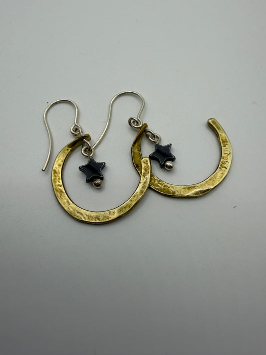 Moon brass earrings