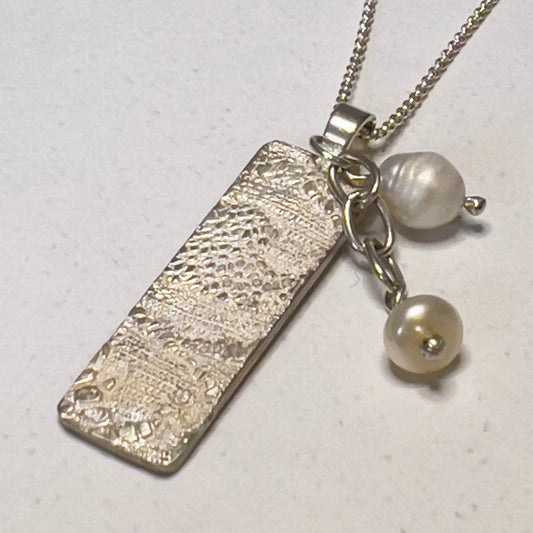 Talisman silver dog tag Lace pattern necklaces