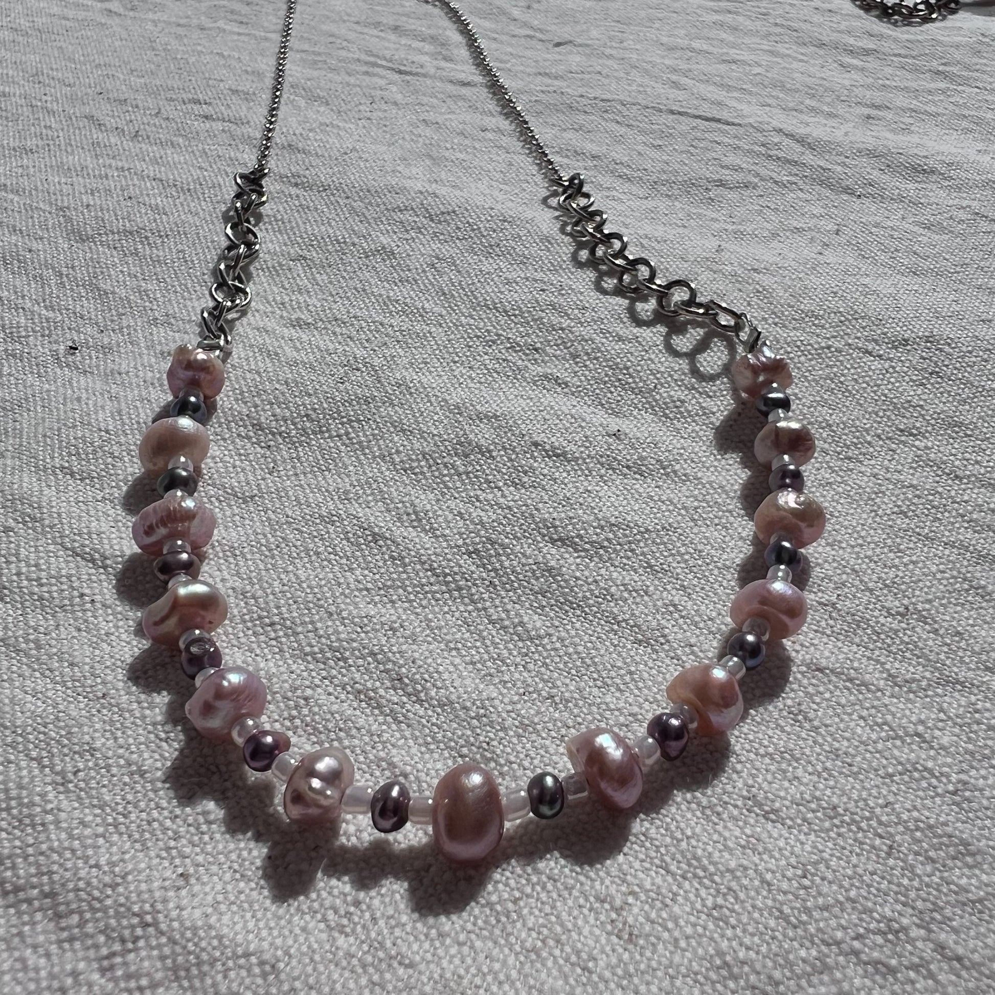 Necklace | Neck Adornment | Sterling silver Chain with Pearl accent