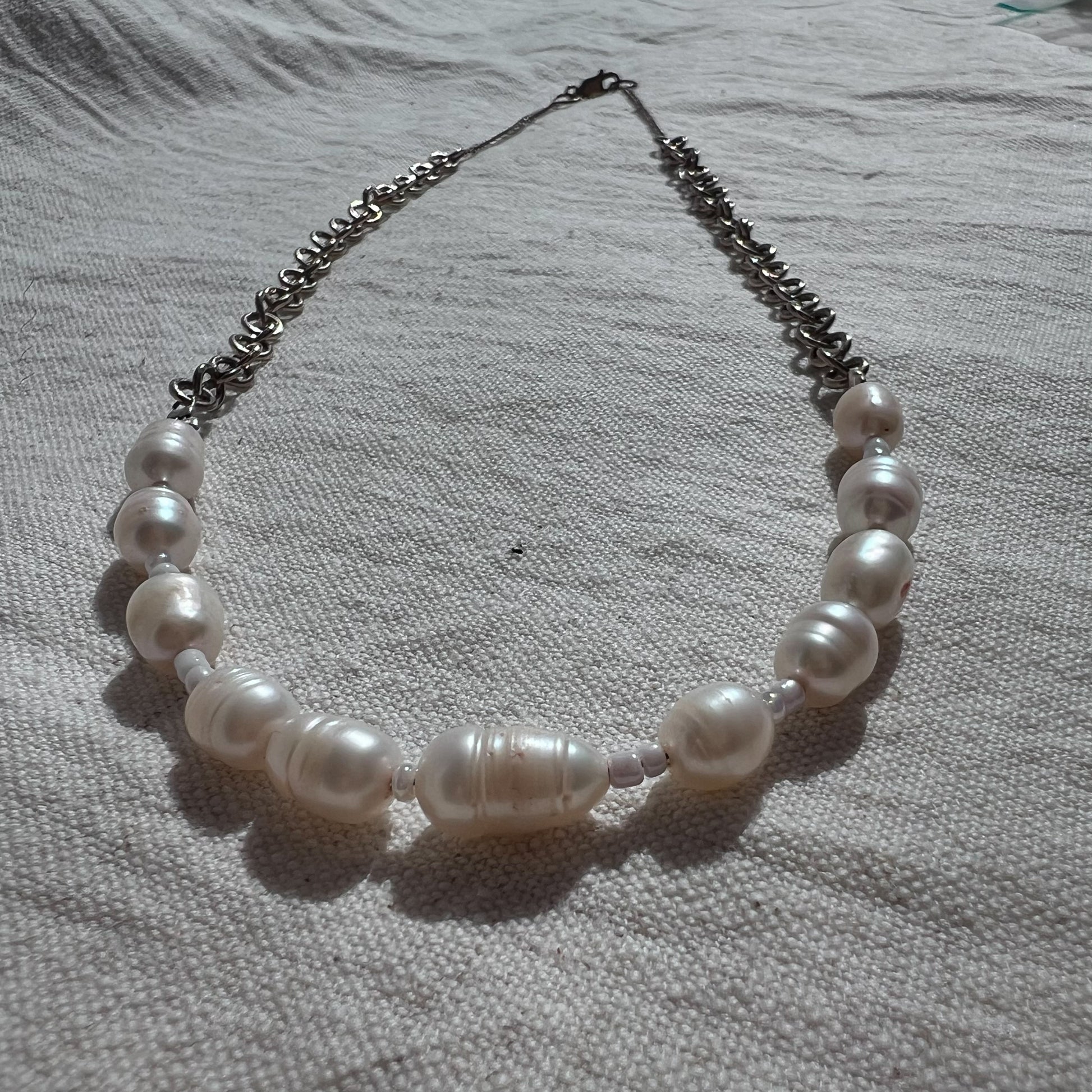 Necklace | Neck Adornment | Sterling silver Chain with Pearl accent