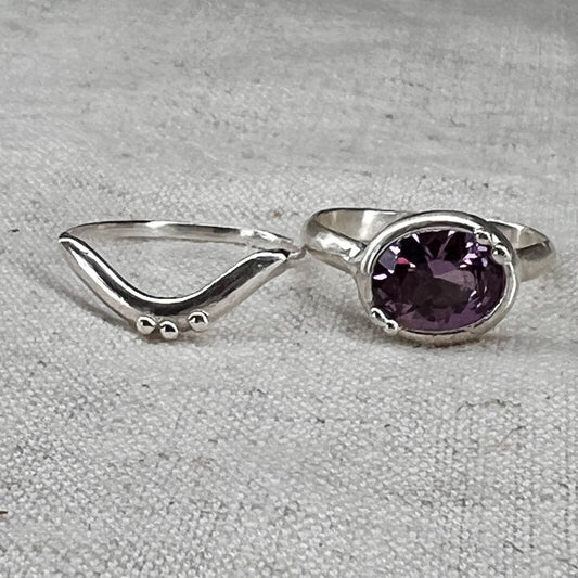 Ring I Sterling stacker with Alexandrite