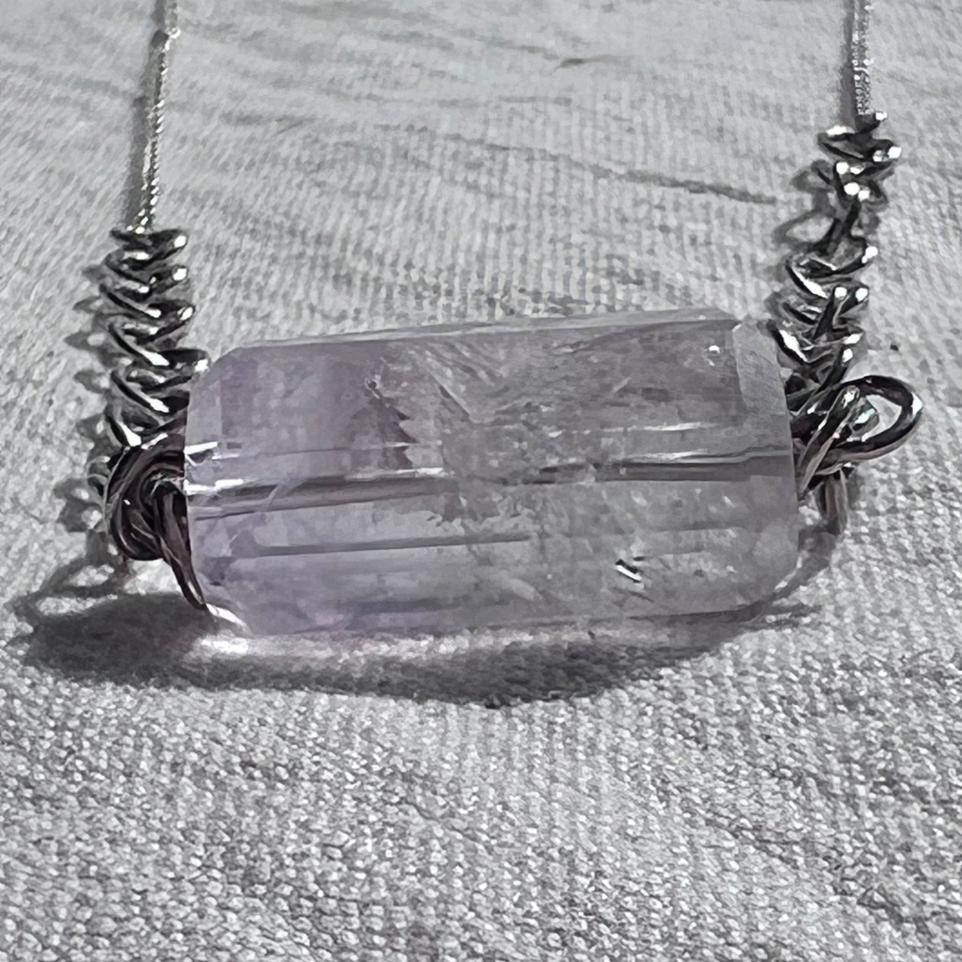 Necklace | Neck Adornment | Amethyst Barrel with Handmade sterling silver Chain