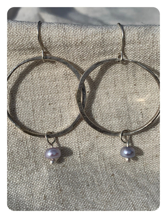 Earrings I Ear Adornment Sterling silver hoop with pearl