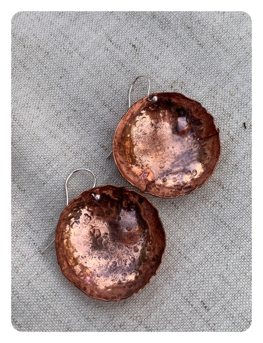 Earrings I Ear Adornment Textured copper Domes